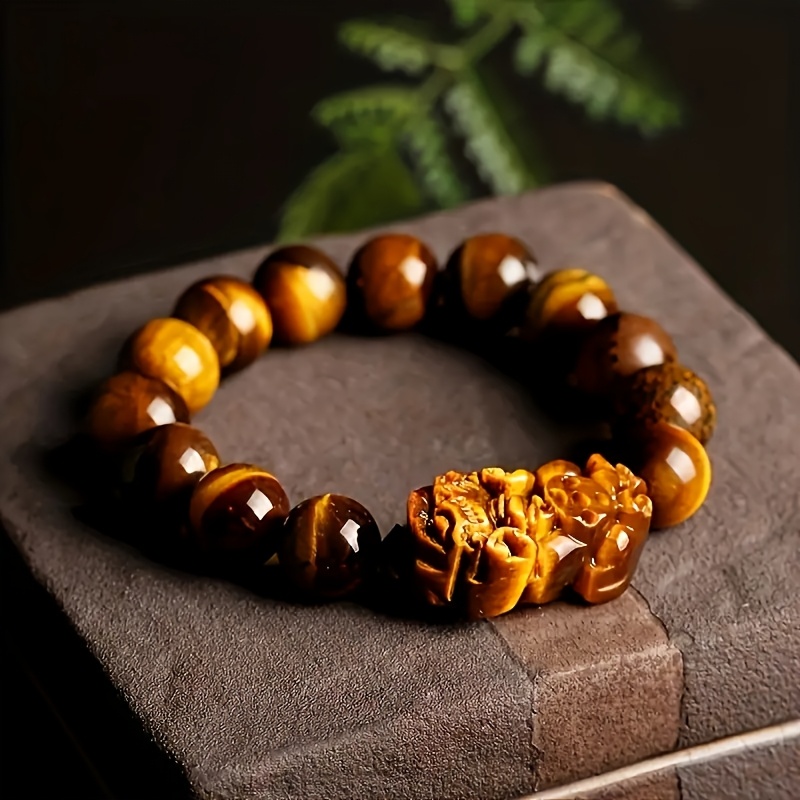 Natural Tiger's Eye Gemstone Pi Xiu Bracelet, Unisex Gift